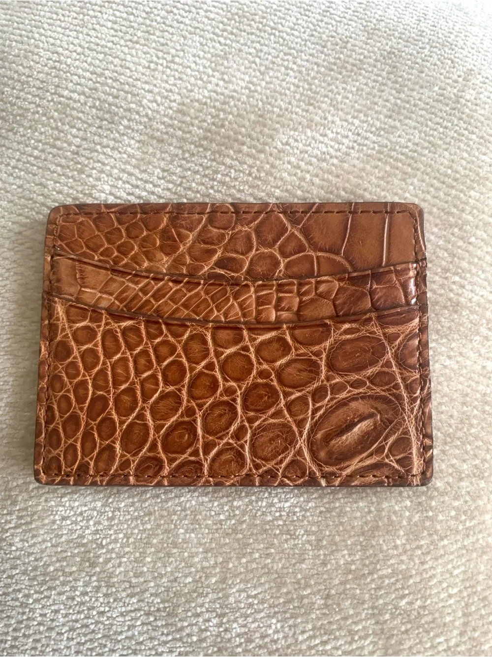 Made in the USA Brown Rugged 5 Pocket Credit Card Case Genuine Alligator Leather